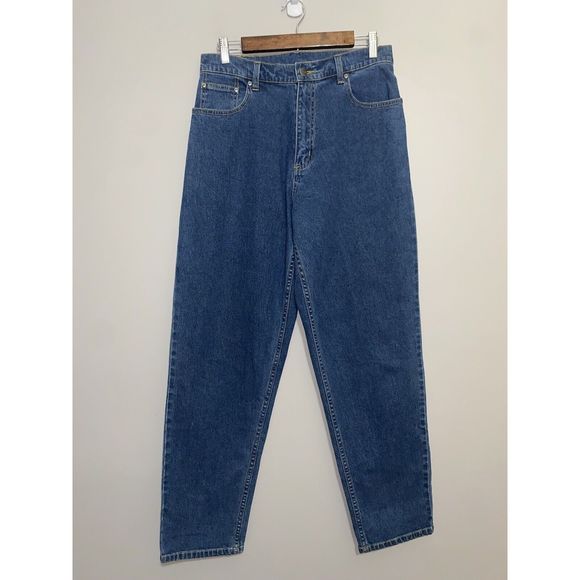 LL Bean Womens High Rise Tapered Leg Jean Classic Mom Jeans Blue Comfort Size 12 - Picture 4 of 15
